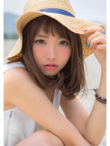 ヘアデザイン ソラ(Sola)&nbsp;サマースタイル 内巻きミディ×オン眉×やわらかベージュカラー