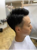 アップバングショート×アイロンパーマ[浦安]<理容室>[Men's]