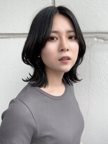 韓国くびレイヤー外ハネワンカール髪質改善ダークグレーベージュ