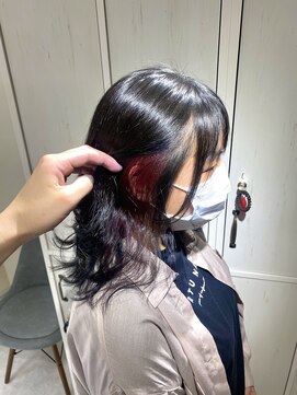 ソワン ドゥ ブレス エルネ 立花店(soin de brace elne) ブルーブラック/チェリーピンク/インナーカラー/ポイントカラー