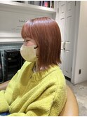 ハイトーンオレンジベージュ韓国ミニボブ