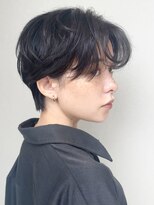 ハンサムショートパーマニュアンスパーマ黒髪耳かけ10代20代