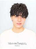 マッシュウルフツイストパーマかき上げヘア ショートレイヤー