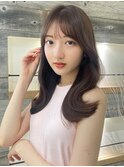 盛れる顔まわりカット＊甘めくびれミディ 韓国ヘア ツヤカラー