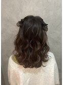ハーフツイン ガーリー 巻きおろし ツインアレンジ ライブヘア