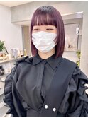 ラベンダーカラー/きりっぱなしボブ/顔まわりカット