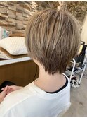 ショート/白髪ぼかしハイライト