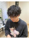 セミウェット波巻きツイストスパイラルマッシュパーマ黒髪韓国風