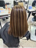 コントラストハイライトカラーくびれヘア夏ケアブリーチ所沢韓国