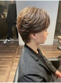 20代メンズパーマフェザーパーマセンターパートツーブロック