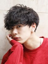 アズ ワン(AS ONE)&nbsp;波巻きパーマツイストスパイラルパーマツーブロックメンズ黒髪