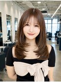 美髪レイヤーカット/顔まわりレイヤー/くびれロングレイヤー