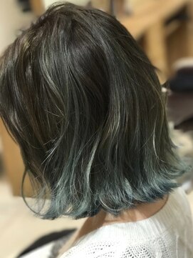 アース 三軒茶屋店(HAIR&MAKE EARTH) バレイヤージュ×グリーンアッシュ