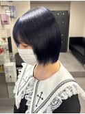 7428黒髪アッシュブラック髪質改善切りっぱなしボブブルージュ