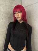 ビビッドピンク/ピンクカラー/ウルフカット