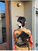 2025成人式シニヨン水引き×白鷺結び