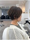 ◇ショートボブホワイトグレージュミニウルフチェリーブラウン