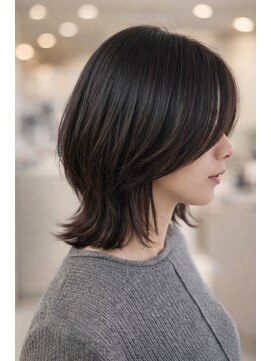 クオリス 上板橋店(QUALIS) ◎大人可愛い外ハネミディアムレイヤー小顔効果◎透明感カラー