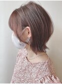 【morio原宿】ピンクブラウンカラー　耳かけ外はねボブ