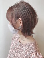 モリオフロムロンドン 原宿本店(morio from London) 【morio原宿】ピンクブラウンカラー 耳かけ外はねボブ