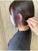 切りっぱなしボブ×インナーカラー