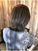 シルバーグレージュ 人気☆裾カラーデザイン ダブルカラー