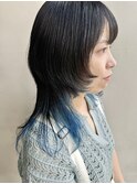フェイスレイヤー顔まわりレイヤーミディアムウルフインナーカラ