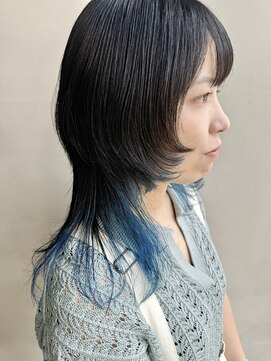 ヘアー アイス 御器所本店(HAIR ICI) フェイスレイヤー顔まわりレイヤーミディアムウルフインナーカラ