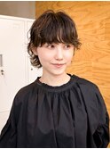 ショート　ベリショ　ウルフ　くせ毛　ゆる　パーマ　ナチュラル