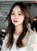 伸ばしかけロングレイヤーカット毛先パーマ顔周りカット