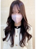 大人可愛い◎透明感ベージュ×愛されシースルーバングロング
