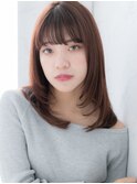 韓国風レイヤーカットの艶感ロング/髪質改善の縮毛矯正
