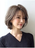 ◇大人可愛い20代30代40代50代前下がりショートボブ丸みショート