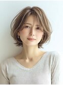 ミセスショートボブ白髪ぼかし脱白髪染め40代50代60代♪