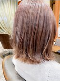 切りっぱなしボブ×ピンクベージュ【 町田 外ハネボブウルフ】