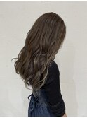 オリーブベージュデザインカラーナチュラルウェーブロング