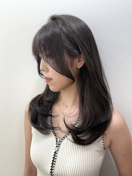 ワン バイ ジエクト(One by The Ect) 大人色気レイヤー小顔前髪オルチャンラベンダーグレージュ