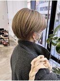 くびれマッシュショート×ハイトーンベージュ
