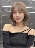 韓国ボブレイヤーカットグレージュブリーチ無し