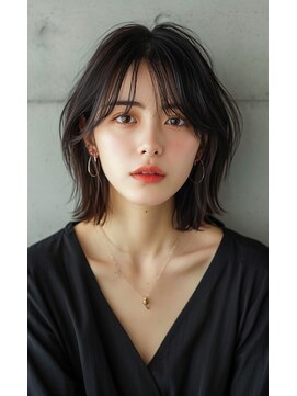 レヴ 草加店(LEV.) シースルーバングこなれミディ イメチェン ウェーブパーマ