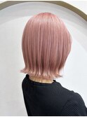 ボブ×ベビーピンク/暖色系/ブリーチカラー/ダブルカラー/YU23