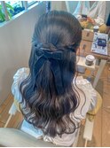 ハーフアップ結婚式お呼ばれヘアアップスタイルヘアアレンジ