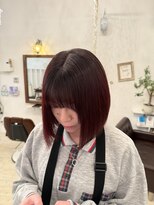 リンクヘアー(Link hair)&nbsp;切りっぱなしボブ＋ボルドーカラー