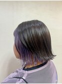 外ハネボブにパープルインナーカラー【ミニボブ/外ハネボブ】