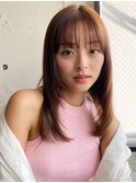 小顔 前髪 レイヤーカット ホワイトグレージュ"