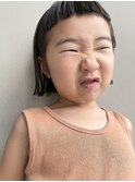 女の子キッズカットボブ小学生切りっぱなしボブオン眉