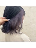 インナーカラー_ホワイトラベンダー×ダークグレー