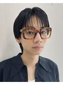 前下がりセンターパートツーブロックマッシュニュアンスパーマ