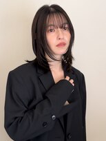 小顔前髪顔周りレイヤー×グレージュカラー デザインカラー