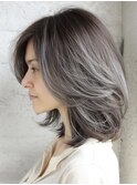 ☆オリーブグレーココアベージュ小顔クラゲヘアー/黒髪/髪質改善